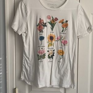 White flower descriptive shirt
